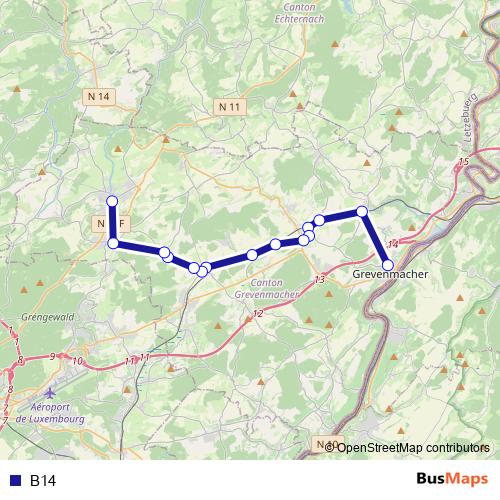 B14 bus Line Map