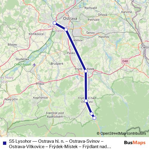S5 Lysohor rail Line Map