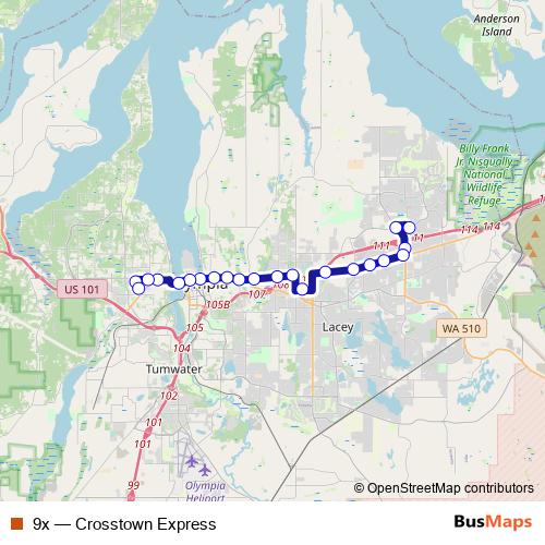 9x bus Line Map