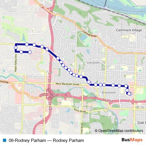 08-Rodney Parham bus Line Map
