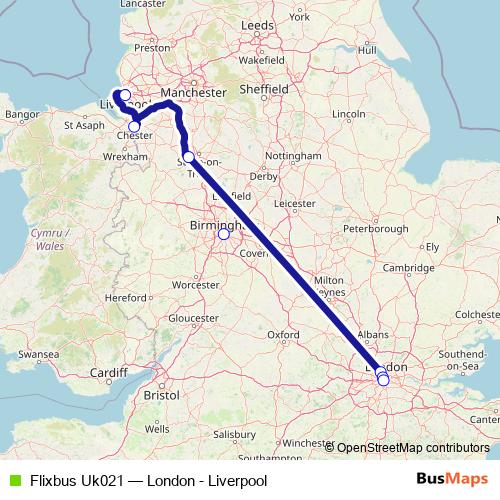 Flixbus Uk021 bus Line Map