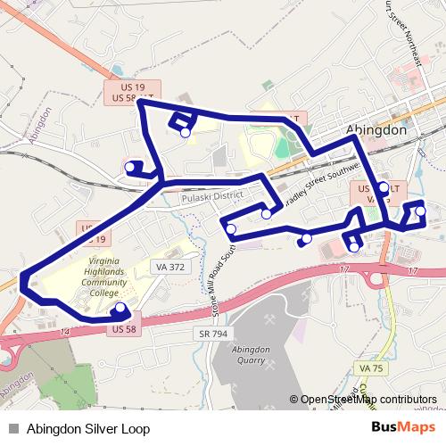 Abingdon Silver Loop bus Line Map
