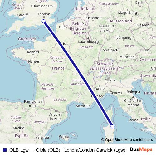 OLB-Lgw air Line Map