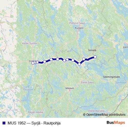 MUS 1952 rail Line Map