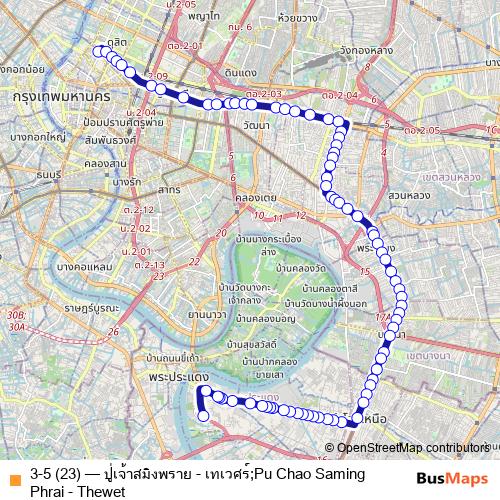 3-5 (23) bus Line Map