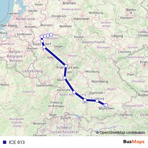 ICE 613 rail Line Map