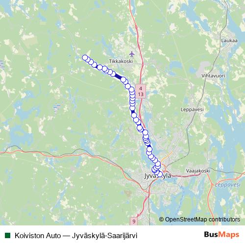 Koiviston Auto bus Line Map