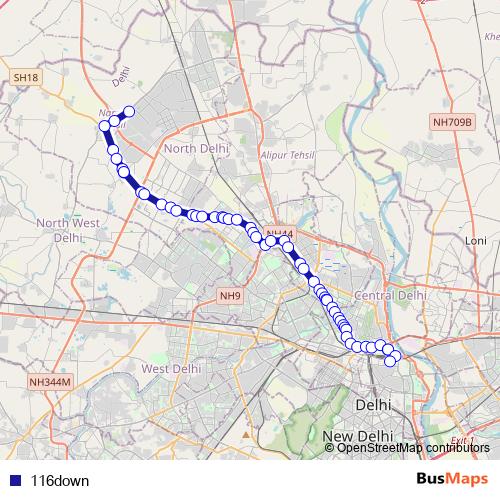 116down bus Line Map