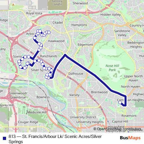 813 bus Line Map
