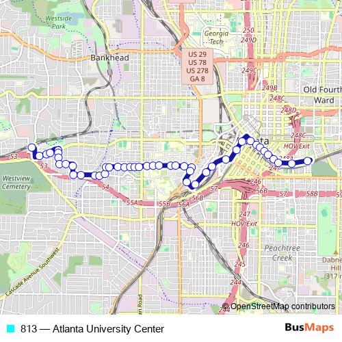 813 bus Line Map