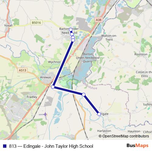 813 bus Line Map