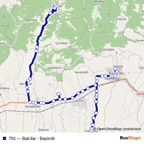793 bus Line Map