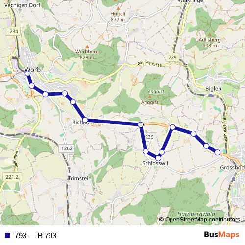 793 bus Line Map