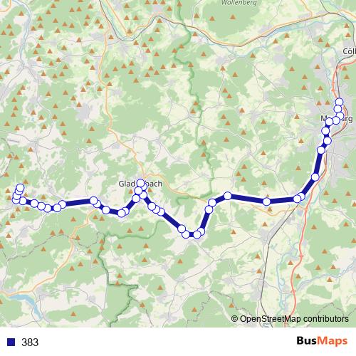 383 bus Line Map