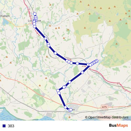 383 bus Line Map