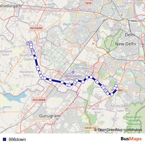 886down bus Line Map