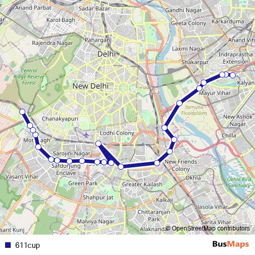 611cup bus Line Map