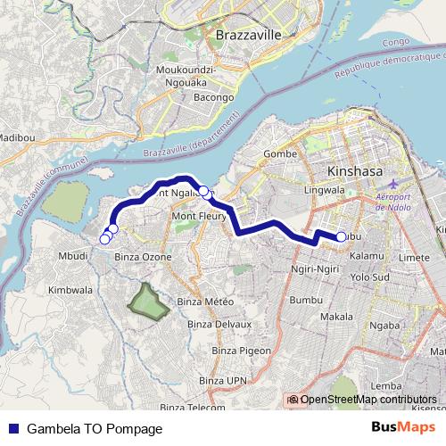 Gambela TO Pompage bus Line Map