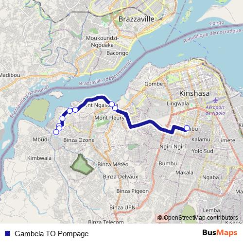 Gambela TO Pompage bus Line Map