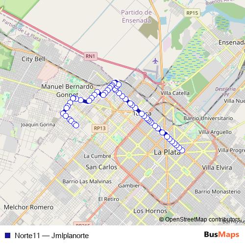Norte11 bus Line Map