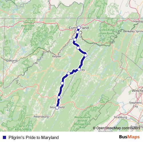 Pilgrim's Pride to Maryland bus Line Map