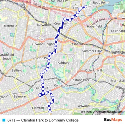 671s bus Line Map