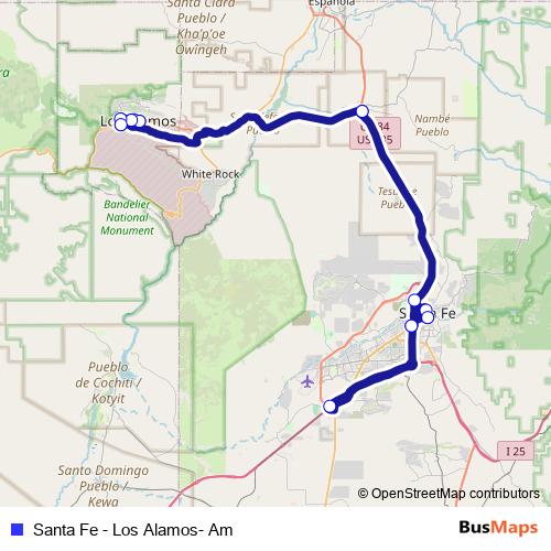 Santa Fe - Los Alamos- Am bus Line Map