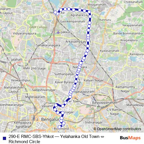 290-E RMC-SBS-Yhkot bus Line Map