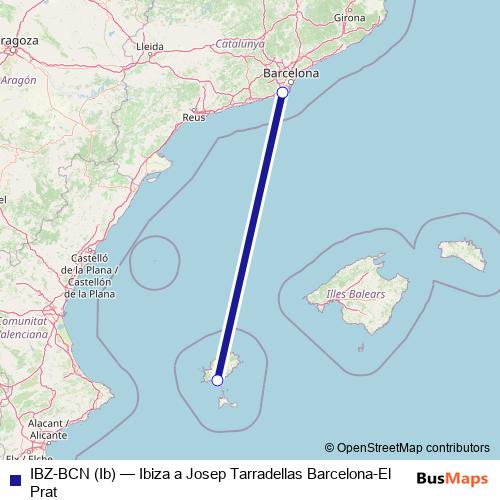 IBZ-BCN (Ib) air Line Map