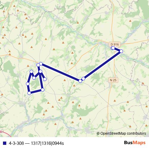 4-3-308 bus Line Map