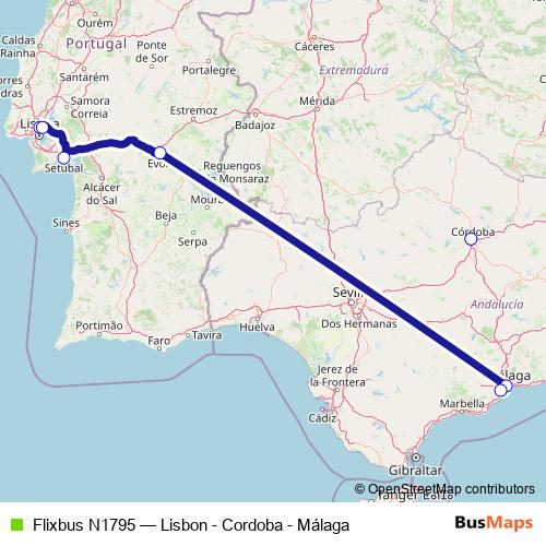 Flixbus N1795 bus Line Map