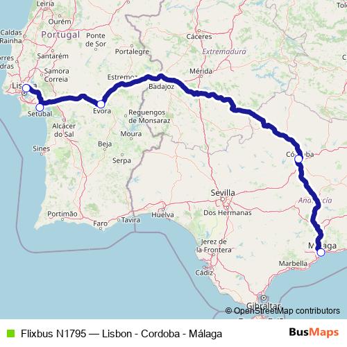 Flixbus N1795 bus Line Map