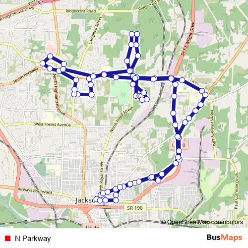 N Parkway bus Line Map