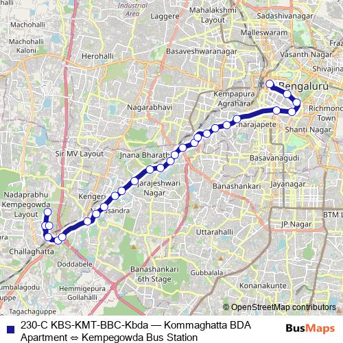 230-C KBS-KMT-BBC-Kbda bus Line Map