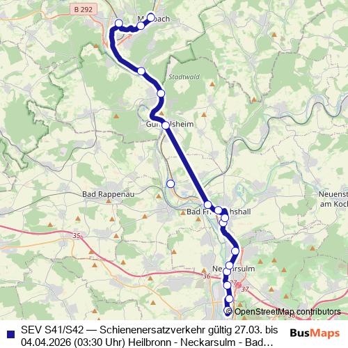 SEV S41/S42 bus Line Map