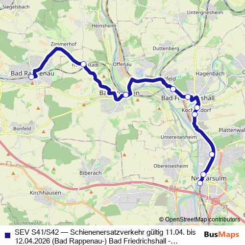 SEV S41/S42 bus Line Map