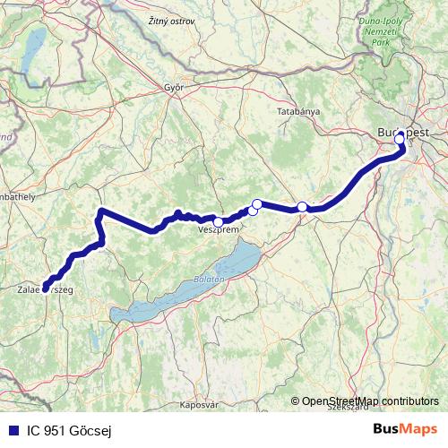 IC 951 Göcsej rail Line Map