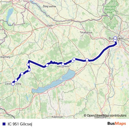 IC 951 Göcsej rail Line Map