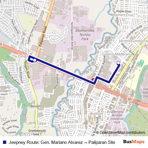 Jeepney Route: Gen. Mariano Alvarez → Paliparan Site bus Line Map