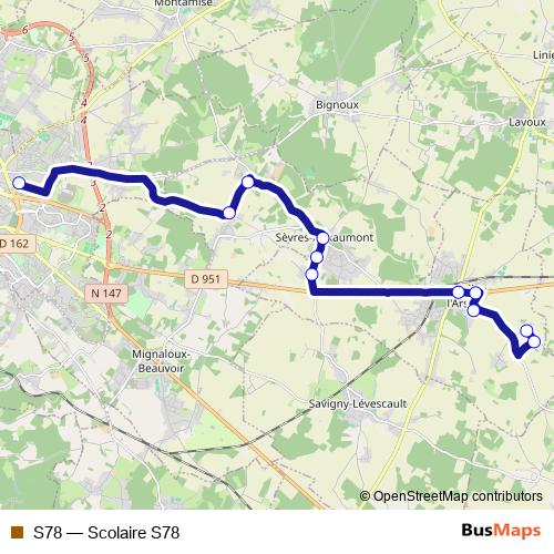 S78 bus Line Map