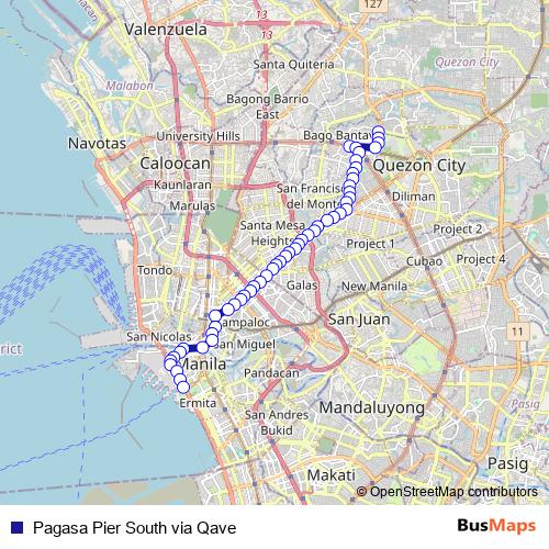 Pagasa Pier South via Qave bus Line Map