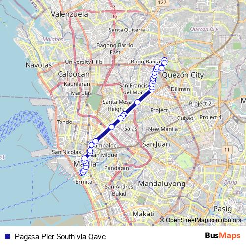 Pagasa Pier South via Qave bus Line Map