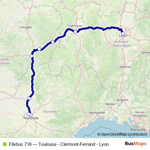 Flixbus 716 bus Line Map