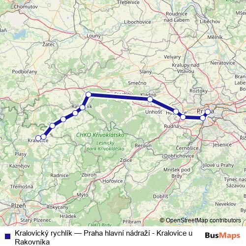 Kralovický rychlík rail Line Map