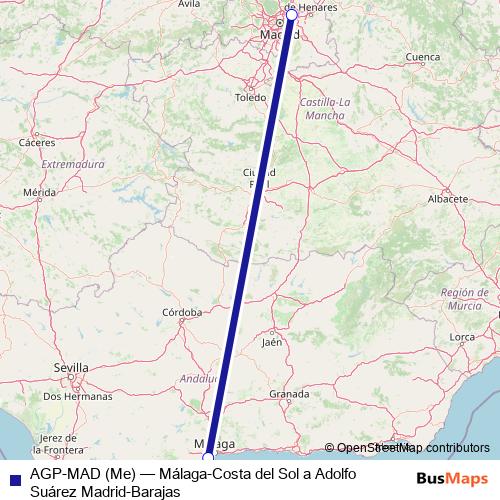 AGP-MAD (Me) air Line Map