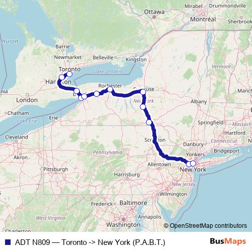 ADT N809 bus Line Map