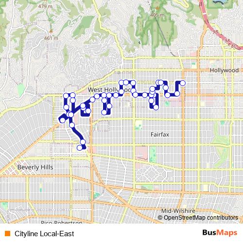 Cityline Local-East bus Line Map