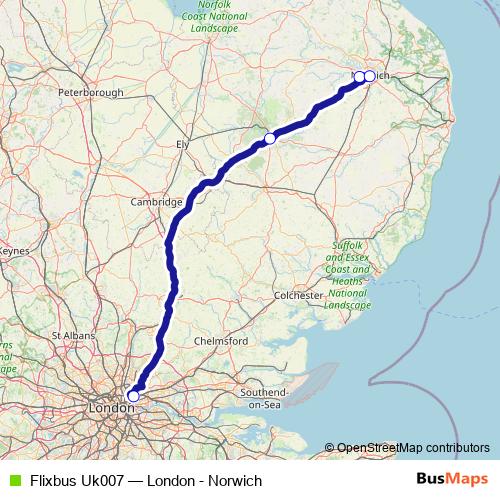 Flixbus Uk007 bus Line Map