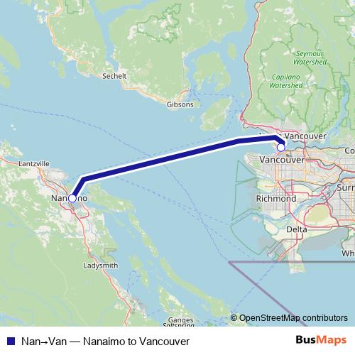 Nan→Van ferry Line Map
