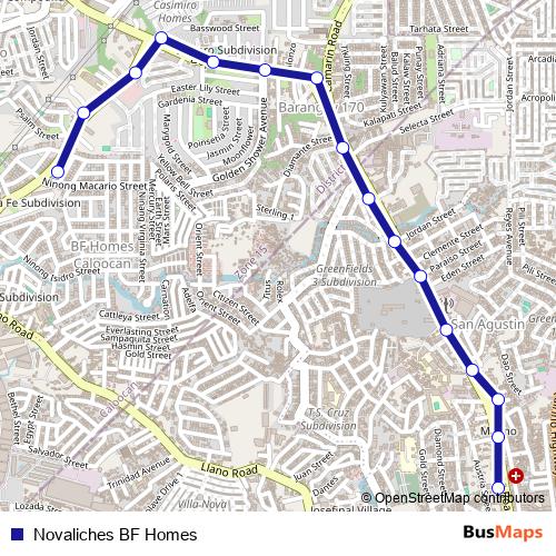 Novaliches BF Homes bus Line Map